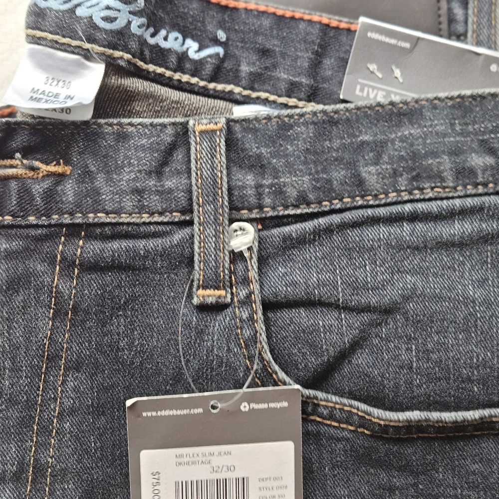 Mens Eddie Bauer Slim/Straight Regular Jeans size 32x30 color dark heritage